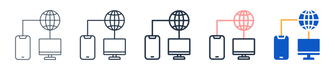 Remote Access different style icons set vector illustration. 