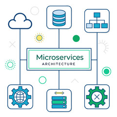 Microservices Architecture Vector Illustration &ndash; Modular Software System Concept