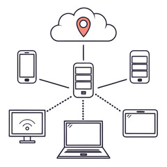 Edge Computing Vector Illustration &ndash; Distributed IoT Data Processing Concept