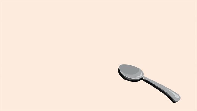 Isometric spoon animation. Shiny tablespoon. Isometric cutlery. Isometric tableware. 4K video animated in isometric style