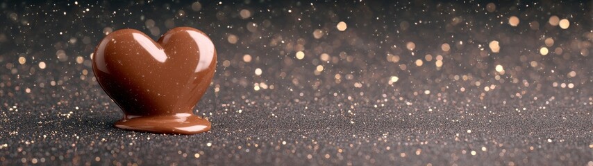 Melting chocolate heart studio food photography elegant background close-up romance concept