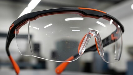 Protective Safety Glasses with Orange Frames.