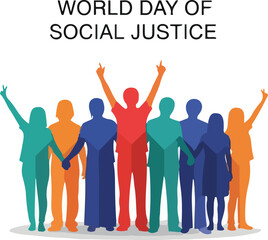 Celebrating the World Day of social justice with diverse people united for equality