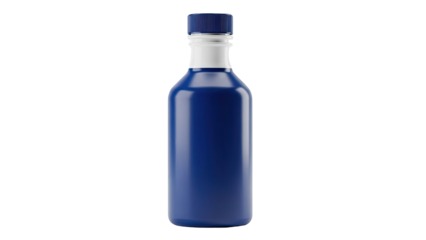 Blue Syrup Bottle with Ribbed Cap