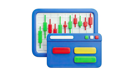 3D Candlestick Chart and User Interface Elements
