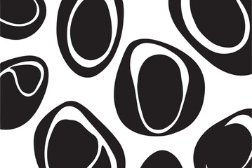 Abstract black and white pattern with oval shapes