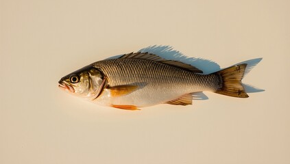 Naklejka premium Fresh, caught fish laying on a sandy surface during a warm, sunny day
