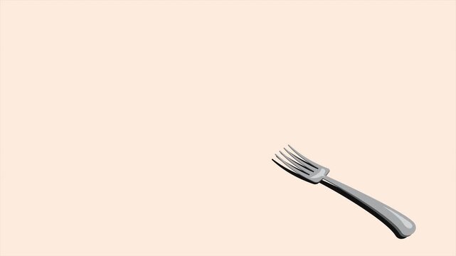 Isometric fork animation. Shiny fork. Isometric cutlery. Isometric tableware. 4K video animated in isometric style