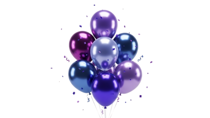 Vibrant purple and blue balloons on black background