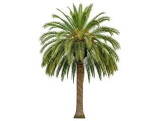 A vibrant and lush date palm tree isolated on a white background
