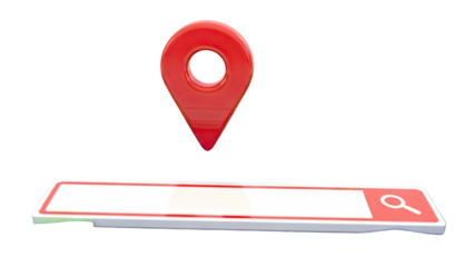 3D Red Location Pin and Search Bar