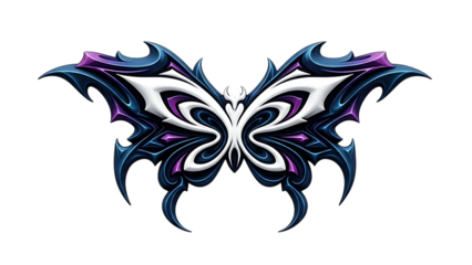 Vibrant butterfly design with swirling patterns