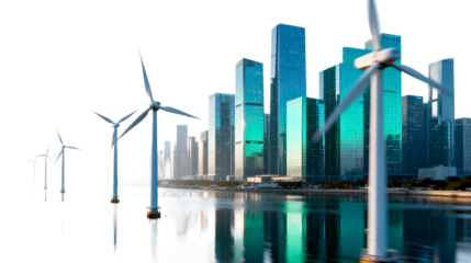 Urban Wind Turbines Reflecting Modern Architecture