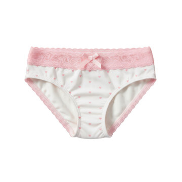 Cute girls white panties with pink lace on see through backdrop