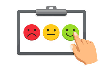 Customer feedback satisfaction survey with emoticons