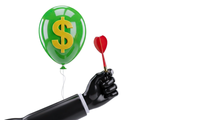 Dart Aimed at Balloon with Dollar Sign