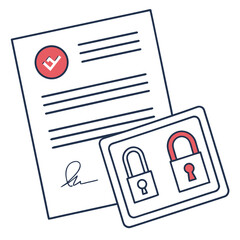 Digital Contract Vector Illustration &ndash; E-Signature and Online Agreement Concept