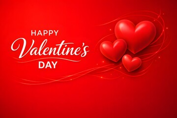 Romantic Valentines Day Poster With Sparkles And 3d Heart Balloons