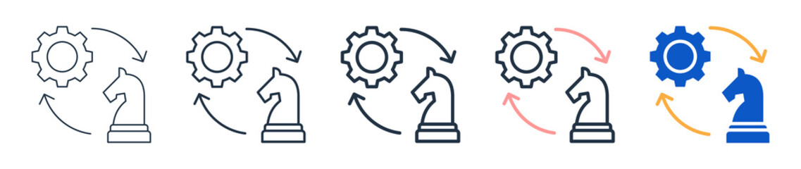 Strategy Change different style icons set vector illustration. 