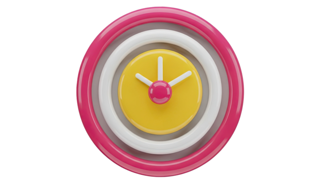 Stylized Clock with Pink, White, and Yellow Rings - Powered by Adobe