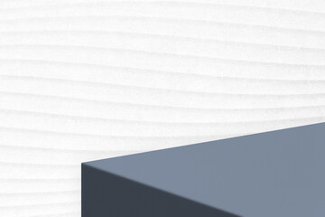 Minimalist Blue Product Display on White Wavy Texture Background.