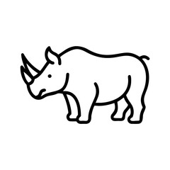 Obraz premium Simple line drawing of a rhinoceros standing on white background 
