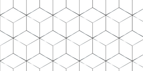 Abstract black square line hexagons seamless hexagon polygonal pattern background. vector seamless creative pattern bright white abstract honeycomb background.