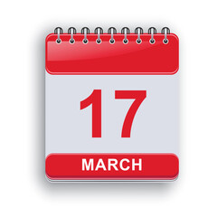 March 17 Daily Calendar Page Modern Minimal Design
