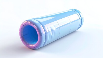 Cylindrical, inflatable toy with a colorful circular opening and soft form
