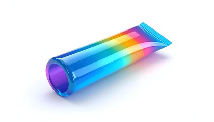 Vibrant tube of color gradients, cosmetic design, white background