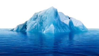 Selective focus iceberg floating on water isolated on transparent or white background