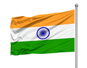 Flag of India Isolated on Transparent or White Background