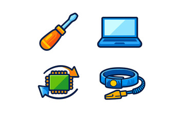 Set of four computer repair icons