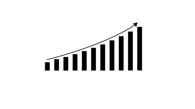 Arrow up business graph icon animation. Increasing business growth chart animation. Going up business graph concept.