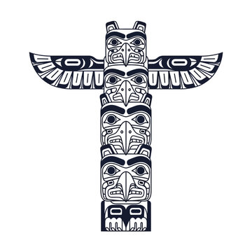 Totem Pole Illustration &ndash; Tribal Native Symbol Artwork for Culture, Heritage & Design
