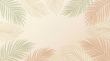 Soft pastel tropical leaves forming a decorative background  