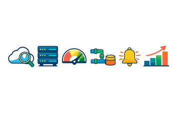 Obraz premium Collection of cloud computing and data management icons