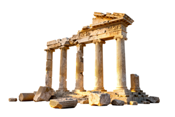 Ancient Greek Ruins with Columns and Remains