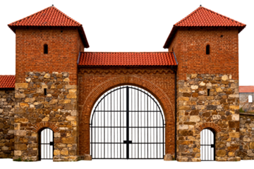 Medieval Stone and Brick Gate with Arched Design