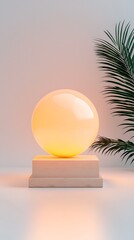 Modern Yellow Globe Lamp on Wooden Stand in Room Digital Mental Health Support