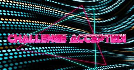 Animation of game over text in metallic pink letters over purple digital grid and computer letters - Powered by Adobe