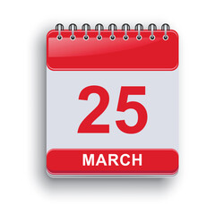 March 25 Monthly Daily Calendar Clean Layout