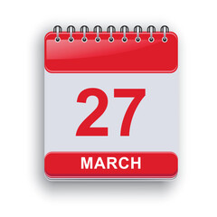 March 27 Daily Planner Calendar Minimal White Page