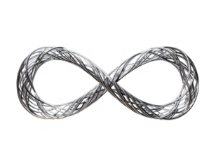 Eternity text in minimalist silver wire calligraphy,white background.