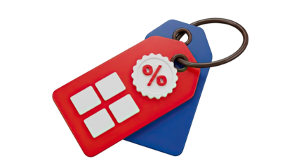 3D Render of a Discount Tag with Percentage Symbol