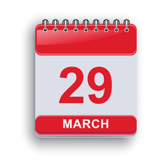 March 29 Monthly Daily Planner Calendar Page