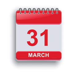 March 31 Monthly Daily Calendar Page Simple Style