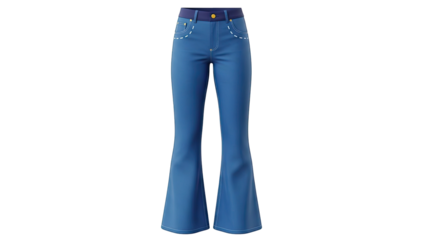 Blue Flared Leg Jeans with White Stitching