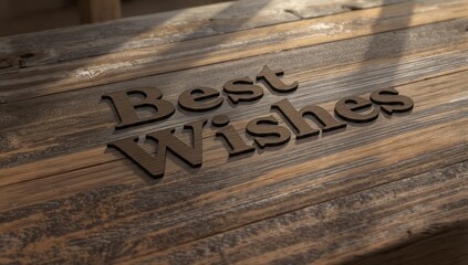Best Wishes Text on Rustic Wooden Surface