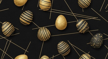 Elegant gold and black easter egg decoration for festive celebration and design